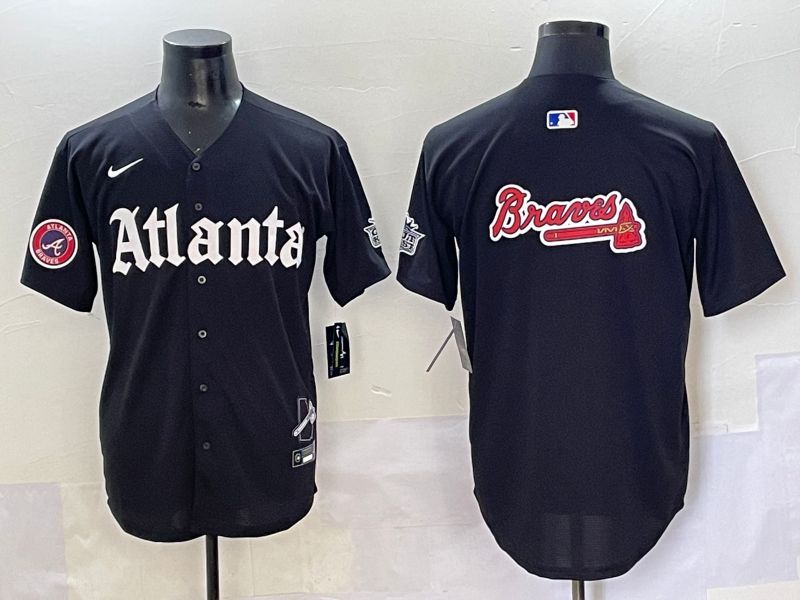 Men 2025 Atlanta Braves Blank Black Five generations Joint Name Nike MLB Jersey style 8